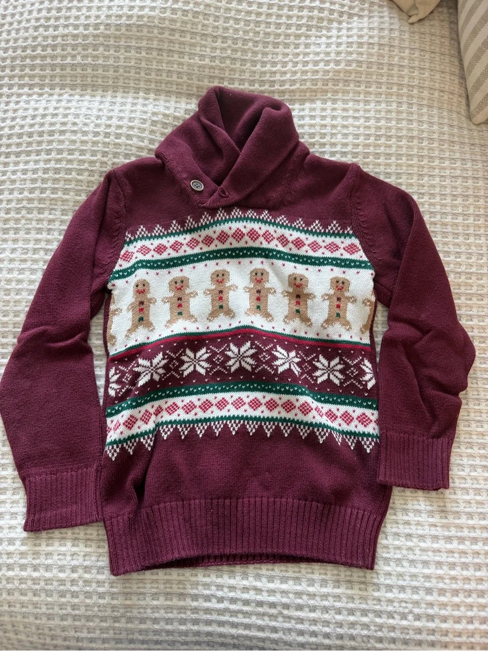 The Children's Place Maroon Turtleneck Sweater with Gingerbread Fair Isle
